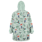 Australia Christmas Wearable Blanket Hoodie Aussie Kookaburra Watercolor Seamless Style - Aussie Hoodie
