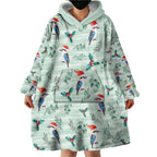 Australia Christmas Wearable Blanket Hoodie Aussie Kookaburra Watercolor Seamless Style - Aussie Hoodie