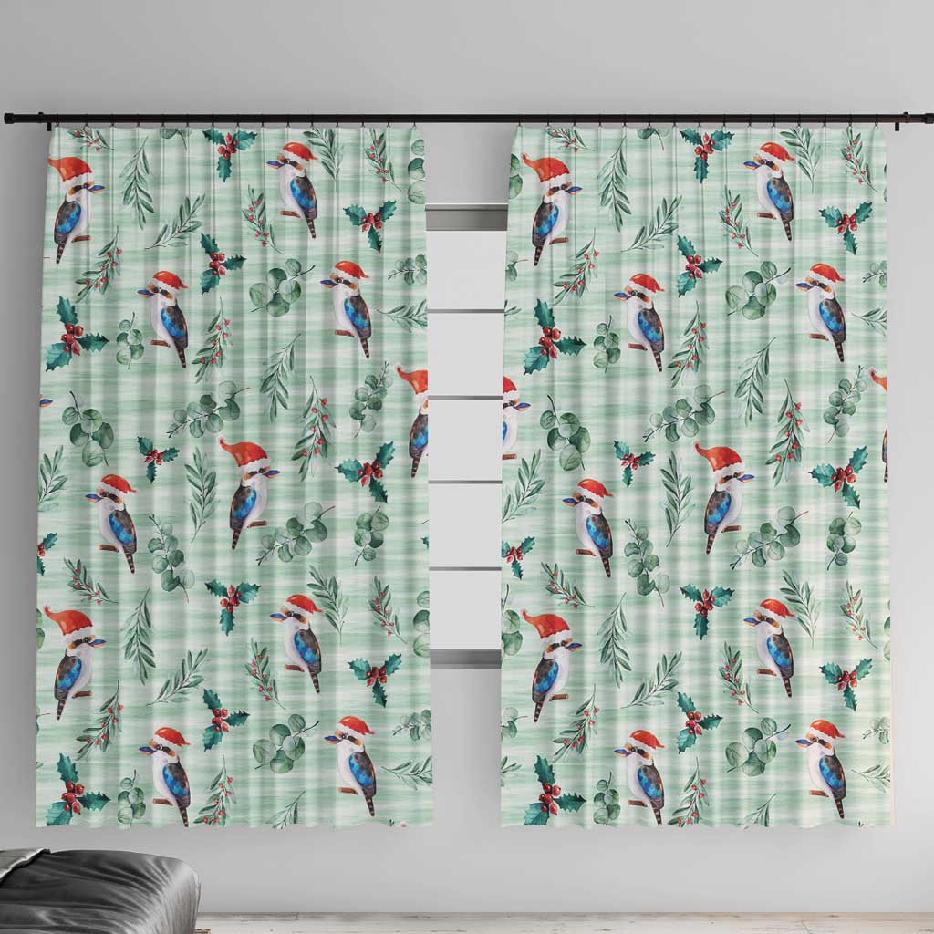Australia Christmas Window Curtain Aussie Kookaburra Watercolor Seamless Style - Aussie Hoodie