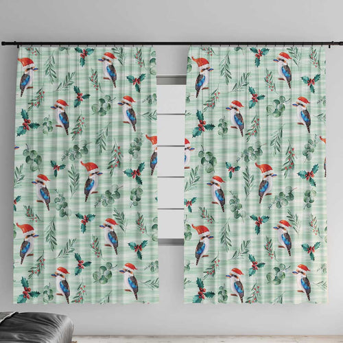 Australia Christmas Window Curtain Aussie Kookaburra Watercolor Seamless Style - Aussie Hoodie