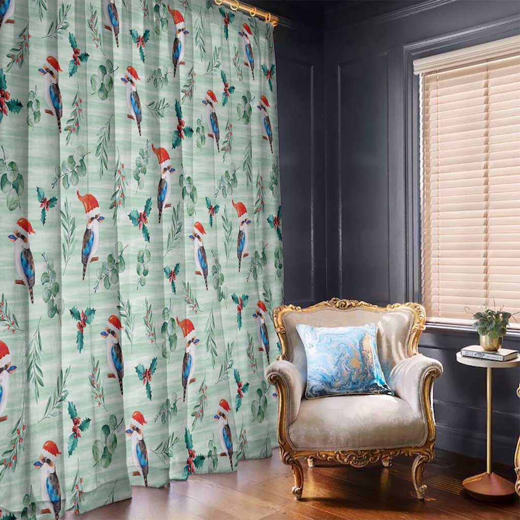 Australia Christmas Window Curtain Aussie Kookaburra Watercolor Seamless Style - Aussie Hoodie