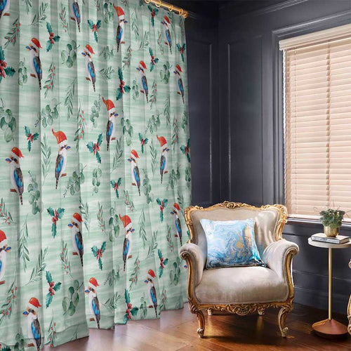 Australia Christmas Window Curtain Aussie Kookaburra Watercolor Seamless Style - Aussie Hoodie
