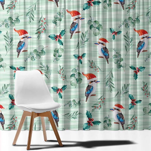 Australia Christmas Window Curtain Aussie Kookaburra Watercolor Seamless Style - Aussie Hoodie