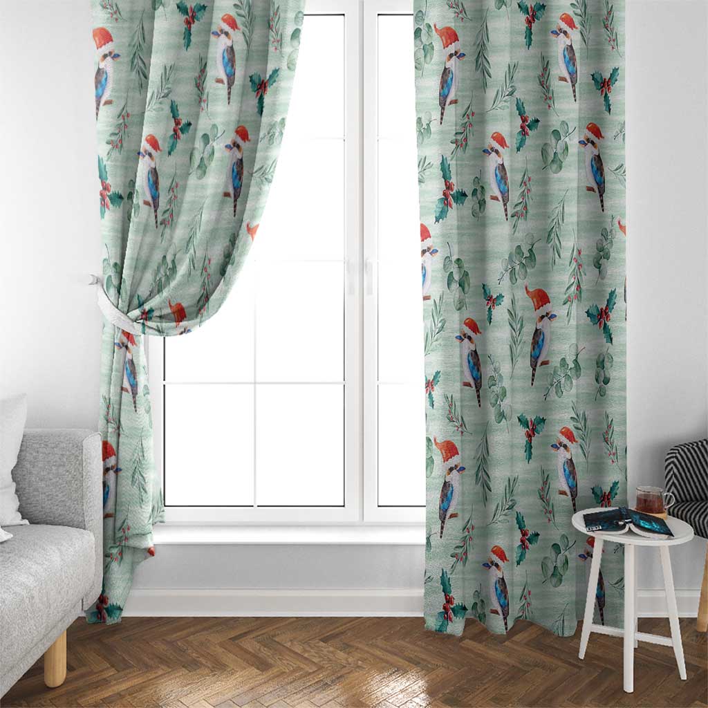 Australia Christmas Window Curtain Aussie Kookaburra Watercolor Seamless Style - Aussie Hoodie
