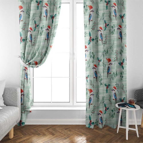 Australia Christmas Window Curtain Aussie Kookaburra Watercolor Seamless Style - Aussie Hoodie