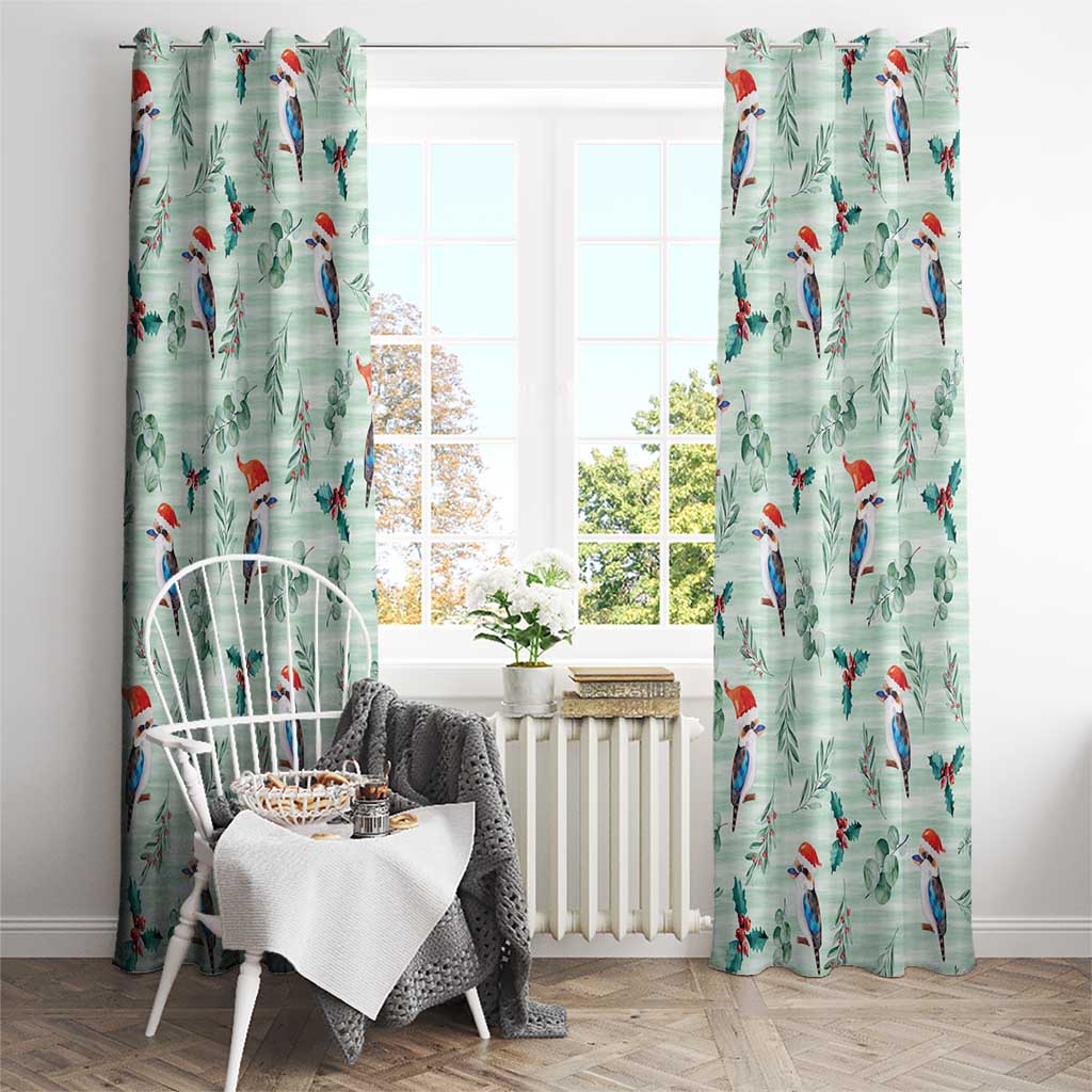 Australia Christmas Window Curtain Aussie Kookaburra Watercolor Seamless Style - Aussie Hoodie