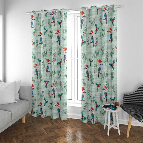 Australia Christmas Window Curtain Aussie Kookaburra Watercolor Seamless Style - Aussie Hoodie