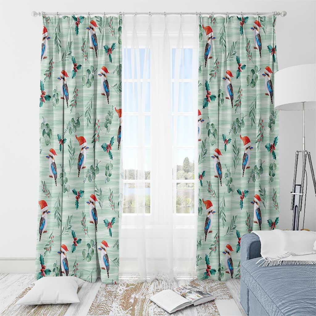 Australia Christmas Window Curtain Aussie Kookaburra Watercolor Seamless Style - Aussie Hoodie