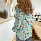 Australia Christmas Women Casual Shirt Aussie Kookaburra Watercolor Seamless Style - Aussie Hoodie