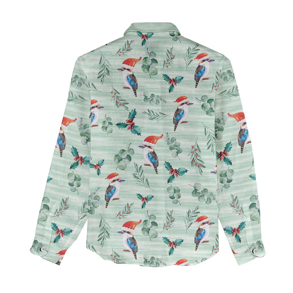 Australia Christmas Women Casual Shirt Aussie Kookaburra Watercolor Seamless Style - Aussie Hoodie