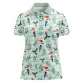 Australia Christmas Women Polo Shirt Aussie Kookaburra Watercolor Seamless Style - Aussie Hoodie