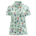 Australia Christmas Women Polo Shirt Aussie Kookaburra Watercolor Seamless Style - Aussie Hoodie