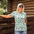 Australia Christmas Women Polo Shirt Aussie Kookaburra Watercolor Seamless Style - Aussie Hoodie