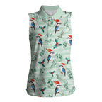 Australia Christmas Women Sleeveless Polo Shirt Aussie Kookaburra Watercolor Seamless Style - Aussie Hoodie
