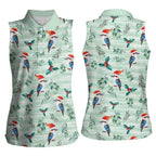 Australia Christmas Women Sleeveless Polo Shirt Aussie Kookaburra Watercolor Seamless Style - Aussie Hoodie