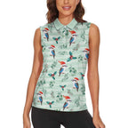 Australia Christmas Women Sleeveless Polo Shirt Aussie Kookaburra Watercolor Seamless Style - Aussie Hoodie