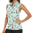 Australia Christmas Women Sleeveless Polo Shirt Aussie Kookaburra Watercolor Seamless Style - Aussie Hoodie
