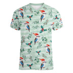 Australia Christmas Women V-Neck T-Shirt Aussie Kookaburra Watercolor Seamless Style - Aussie Hoodie