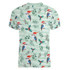 Australia Christmas Women V-Neck T-Shirt Aussie Kookaburra Watercolor Seamless Style - Aussie Hoodie