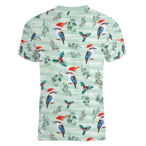 Australia Christmas Women V-Neck T-Shirt Aussie Kookaburra Watercolor Seamless Style - Aussie Hoodie