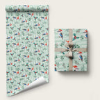 Australia Christmas Wrapping Paper Aussie Kookaburra Watercolor Seamless Style - Aussie Hoodie