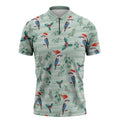 Australia Christmas Zipper Polo Shirt Aussie Kookaburra Watercolor Seamless Style - Aussie Hoodie