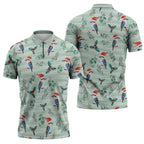 Australia Christmas Zipper Polo Shirt Aussie Kookaburra Watercolor Seamless Style - Aussie Hoodie