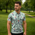 Australia Christmas Zipper Polo Shirt Aussie Kookaburra Watercolor Seamless Style - Aussie Hoodie