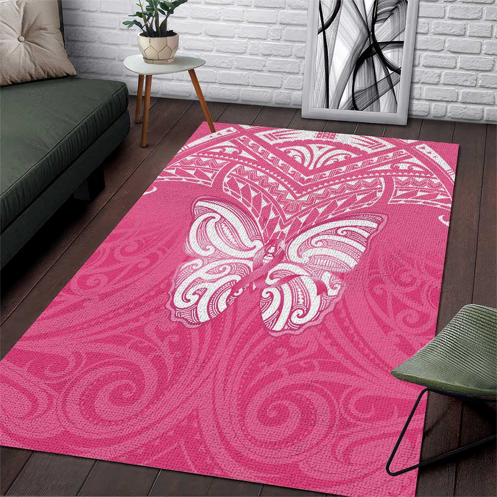 New Zealand Breast Cancer Awareness Area Rug Maori Butterfly Pink Ribbon - Aussie Hoodie