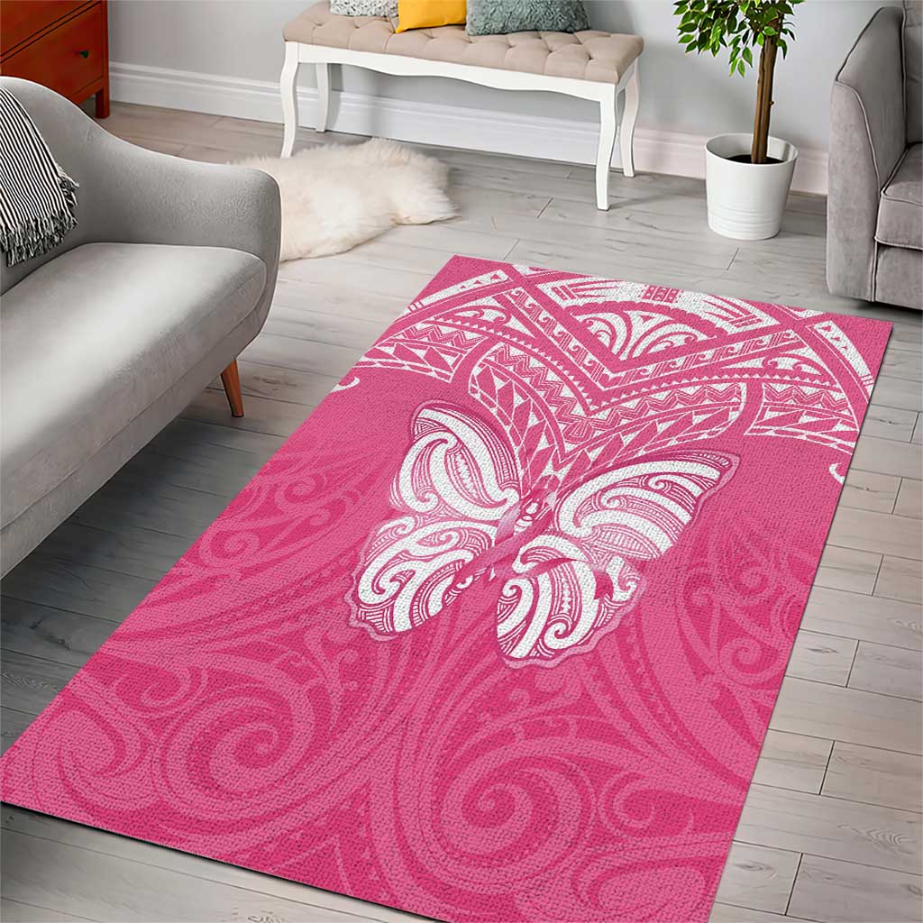 New Zealand Breast Cancer Awareness Area Rug Maori Butterfly Pink Ribbon - Aussie Hoodie
