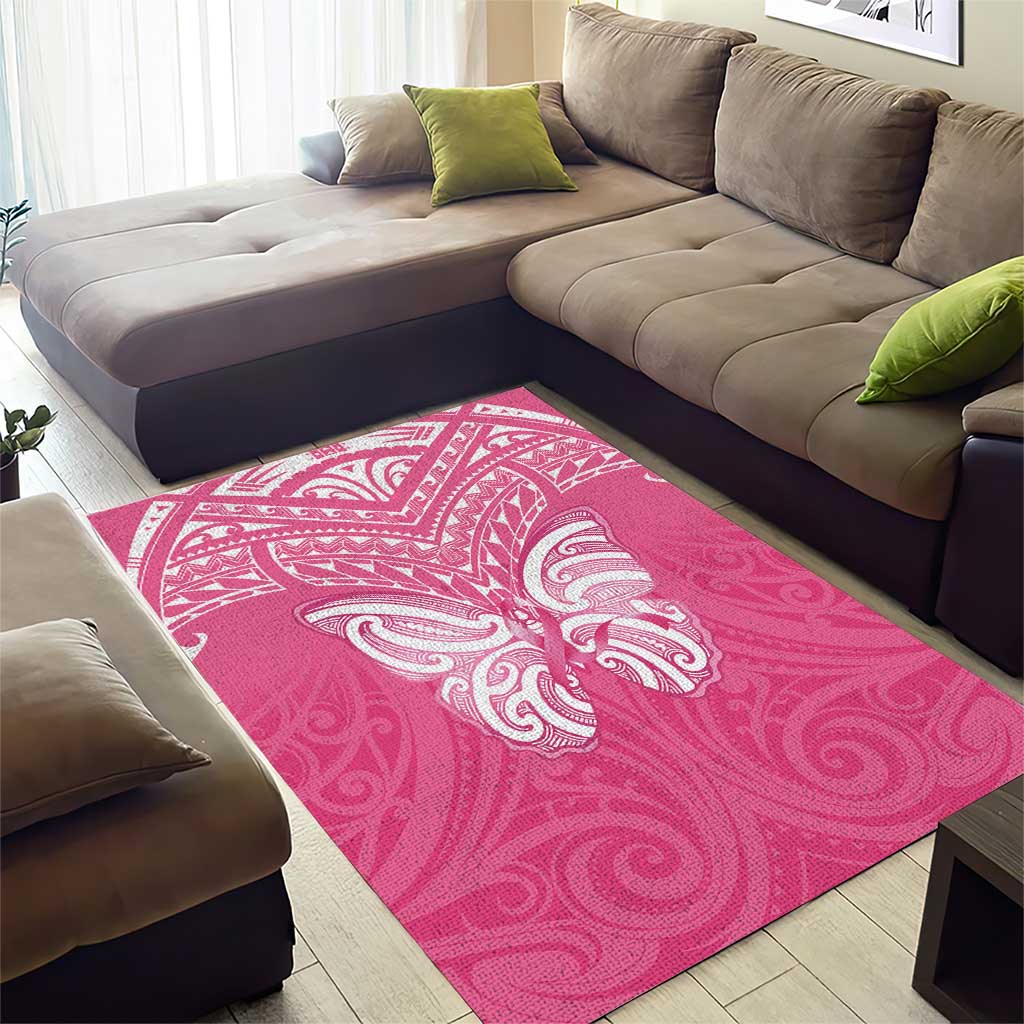 New Zealand Breast Cancer Awareness Area Rug Maori Butterfly Pink Ribbon - Aussie Hoodie