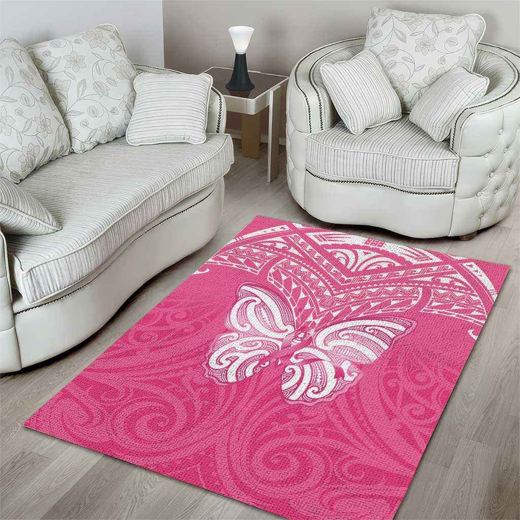 New Zealand Breast Cancer Awareness Area Rug Maori Butterfly Pink Ribbon - Aussie Hoodie