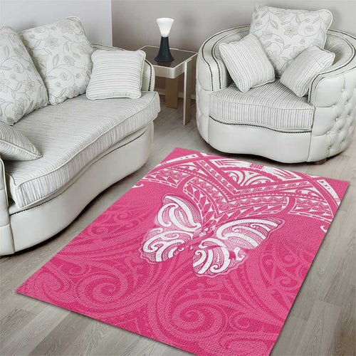 New Zealand Breast Cancer Awareness Area Rug Maori Butterfly Pink Ribbon - Aussie Hoodie