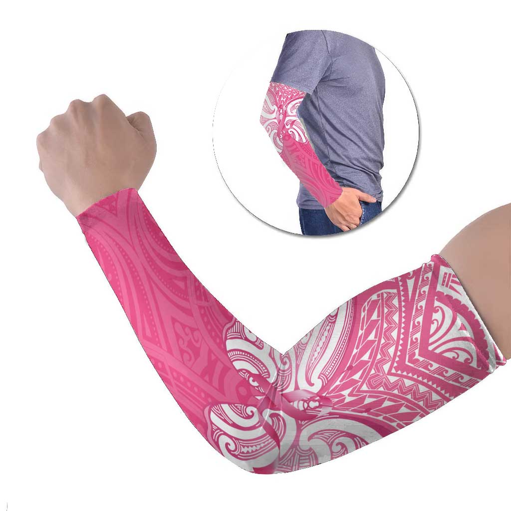 New Zealand Breast Cancer Awareness Arm Sleeves Maori Butterfly Pink Ribbon - Aussie Hoodie