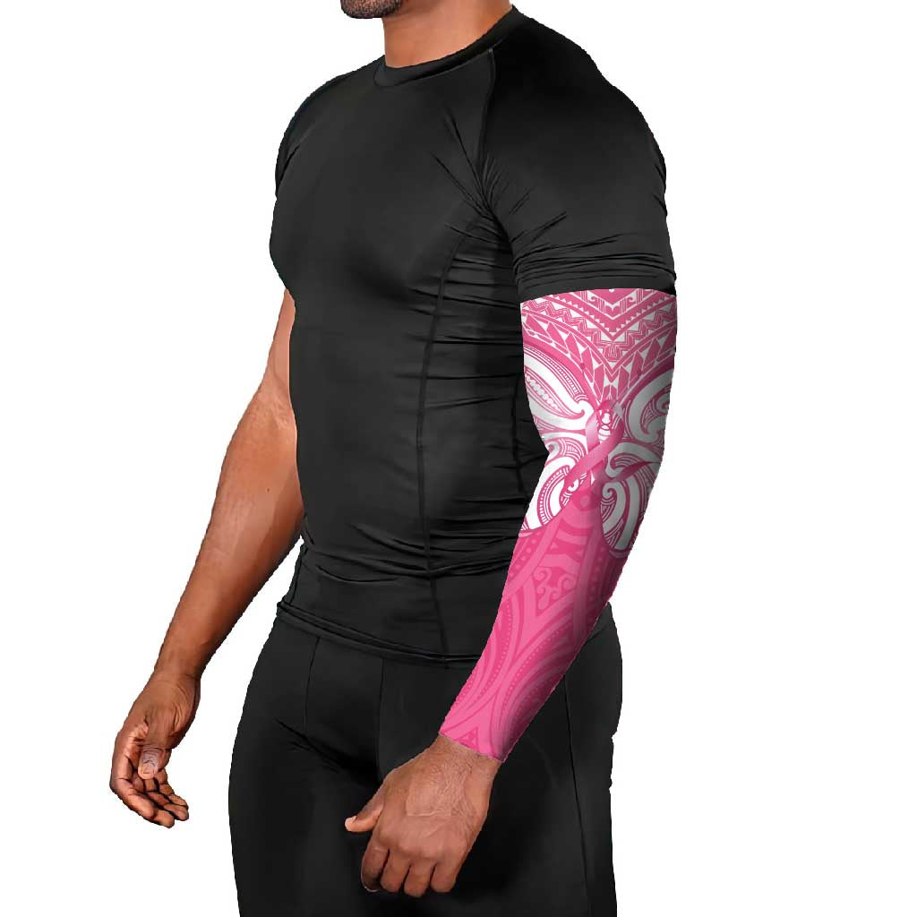 New Zealand Breast Cancer Awareness Arm Sleeves Maori Butterfly Pink Ribbon - Aussie Hoodie