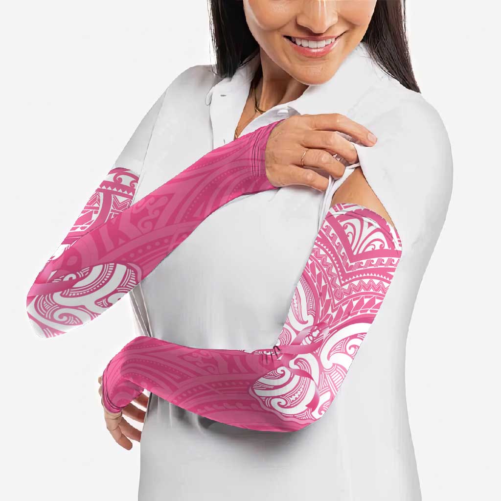 New Zealand Breast Cancer Awareness Arm Sleeves Maori Butterfly Pink Ribbon - Aussie Hoodie