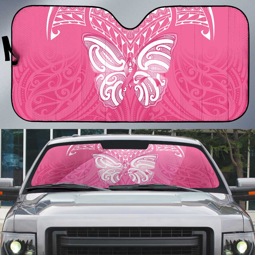 New Zealand Breast Cancer Awareness Auto Sun Shade Maori Butterfly Pink Ribbon - Aussie Hoodie