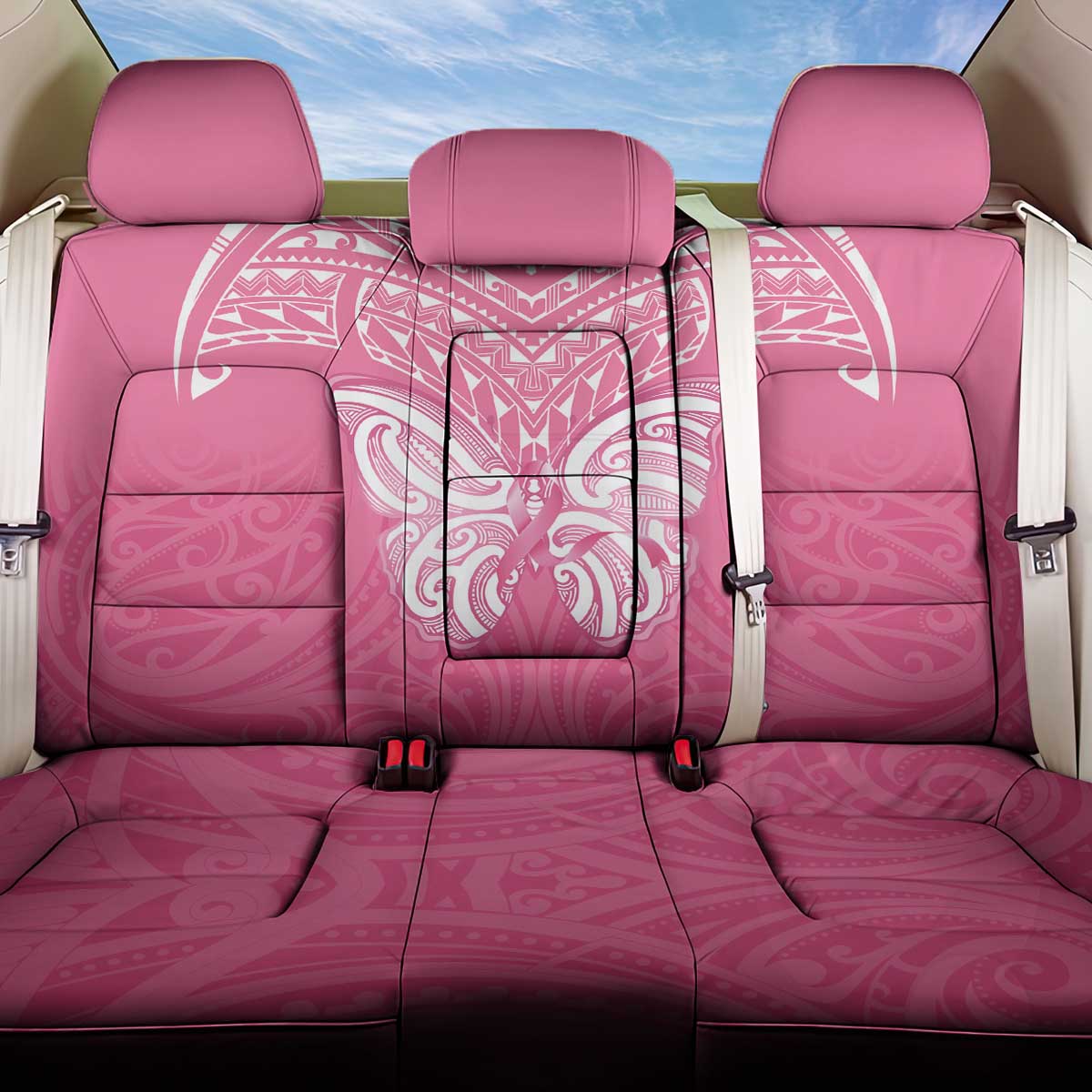 New Zealand Breast Cancer Awareness Back Car Seat Cover Maori Butterfly Pink Ribbon - Aussie Hoodie
