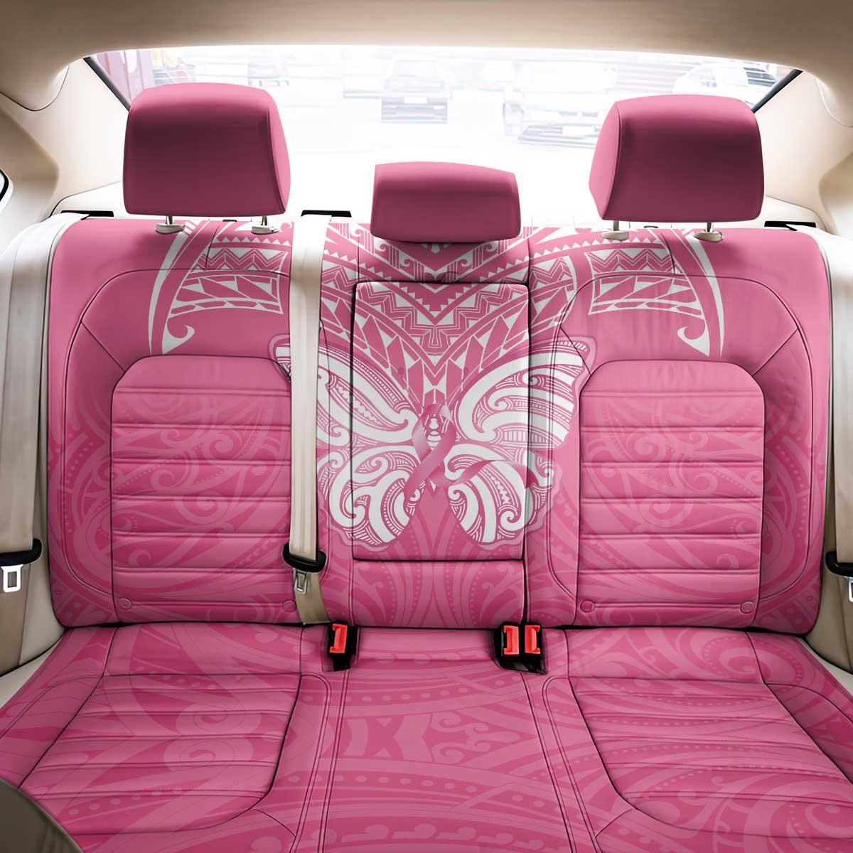 New Zealand Breast Cancer Awareness Back Car Seat Cover Maori Butterfly Pink Ribbon - Aussie Hoodie