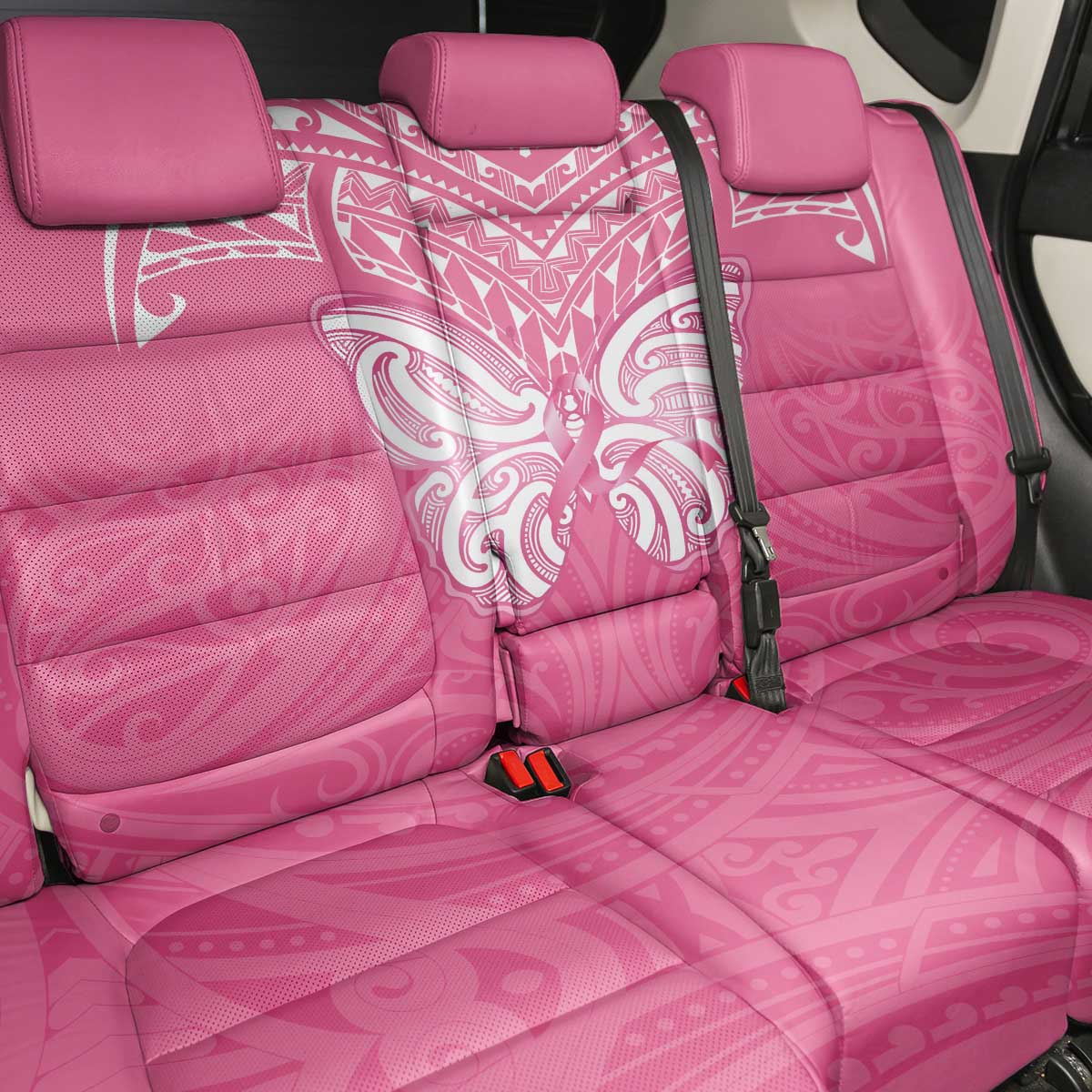 New Zealand Breast Cancer Awareness Back Car Seat Cover Maori Butterfly Pink Ribbon - Aussie Hoodie