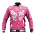 New Zealand Breast Cancer Awareness Baseball Jacket Maori Butterfly Pink Ribbon - Aussie Hoodie