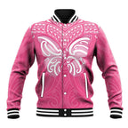 New Zealand Breast Cancer Awareness Baseball Jacket Maori Butterfly Pink Ribbon - Aussie Hoodie