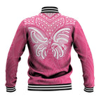 New Zealand Breast Cancer Awareness Baseball Jacket Maori Butterfly Pink Ribbon - Aussie Hoodie