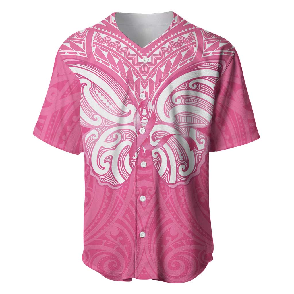 New Zealand Breast Cancer Awareness Baseball Jersey Maori Butterfly Pink Ribbon - Aussie Hoodie