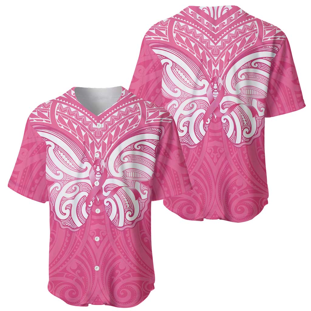 New Zealand Breast Cancer Awareness Baseball Jersey Maori Butterfly Pink Ribbon - Aussie Hoodie