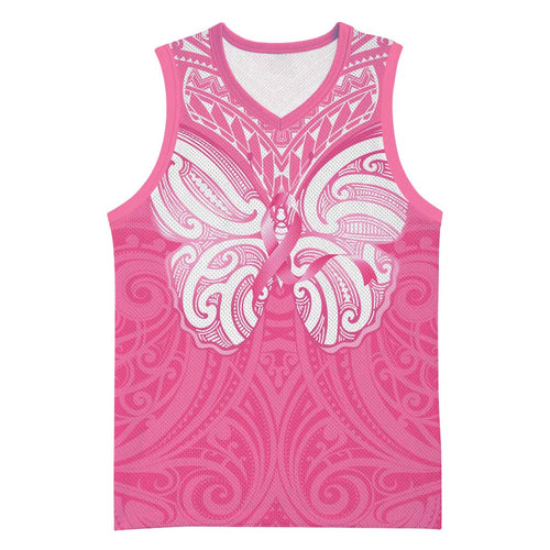 New Zealand Breast Cancer Awareness Basketball Jersey Maori Butterfly Pink Ribbon - Aussie Hoodie