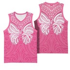 New Zealand Breast Cancer Awareness Basketball Jersey Maori Butterfly Pink Ribbon - Aussie Hoodie