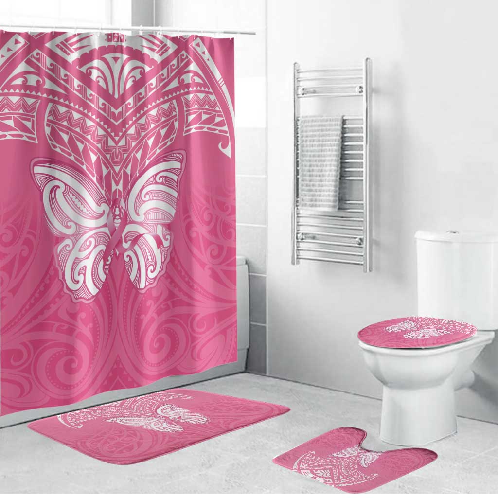 New Zealand Breast Cancer Awareness Bathroom Set Maori Butterfly Pink Ribbon - Aussie Hoodie