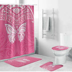 New Zealand Breast Cancer Awareness Bathroom Set Maori Butterfly Pink Ribbon - Aussie Hoodie