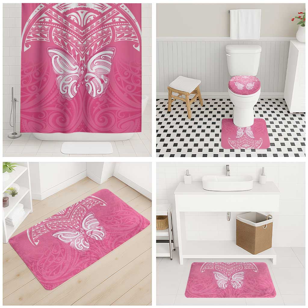 New Zealand Breast Cancer Awareness Bathroom Set Maori Butterfly Pink Ribbon - Aussie Hoodie